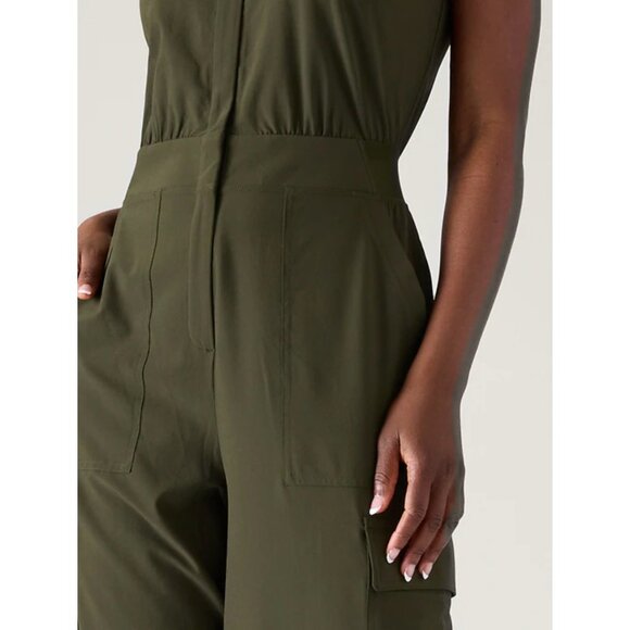 New Athleta 2 Brooklyn Utility Jumpsuit Aspen Olive Green Size 2 - Picture 6 of 6
